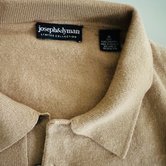 Joseph & Lyman Mens XL 100% Cashmere Brown LS Three Button Sweater - Picture 2 of 4